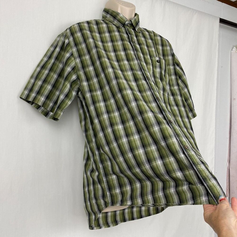 Carhartt Button Down Shirt Mens Large Classic Plaid Short Sleeve Cotton S206 FGN - Picture 4 of 11